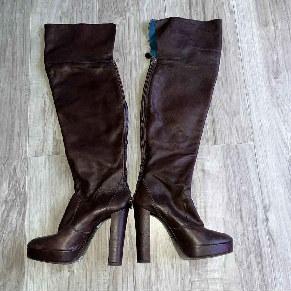 Gianfranco Ferre Dark Brown Over the Knee Boots